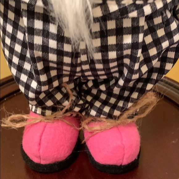 Black and White Polka Check Gnome Decor with pink accent. NWT - Picture 5 of 17